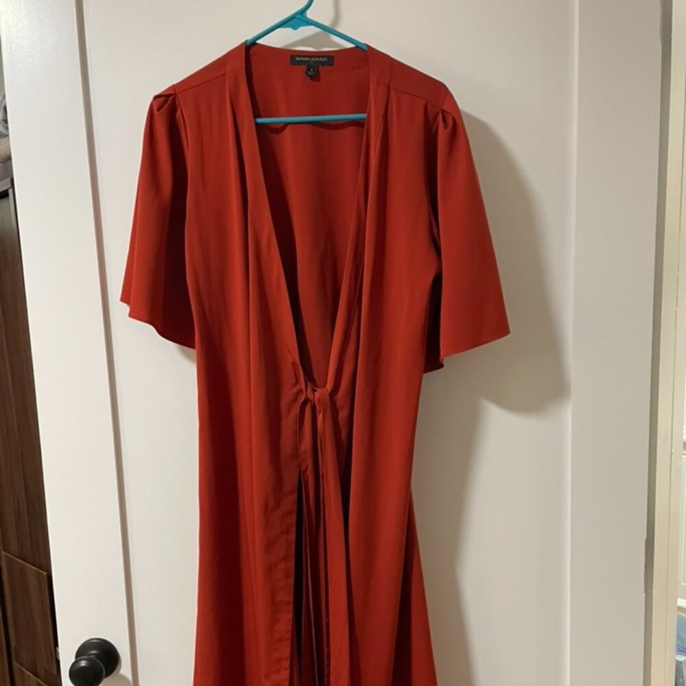 Banana Republic deep orange wrap dress